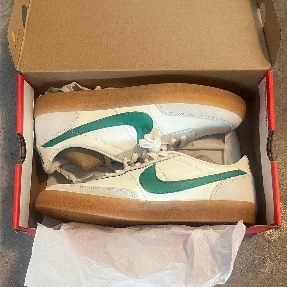 Nike Killshot 2 White Leather Sneakers with Lucid Green Swoosh and Gum Sole 10.5 - Picture 5 of 6